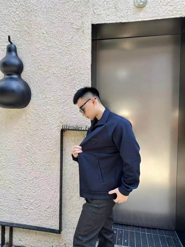 Prada Triangle Label Zipped Jacket- Black