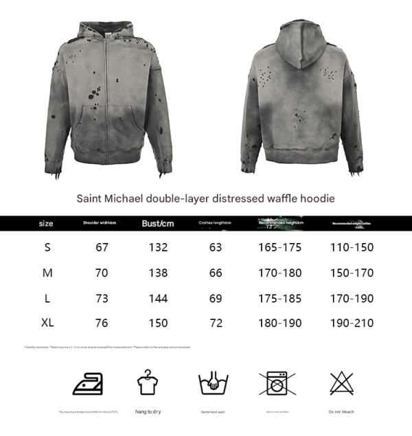 Saint Michael Distressed Waffle Hoodie- Green