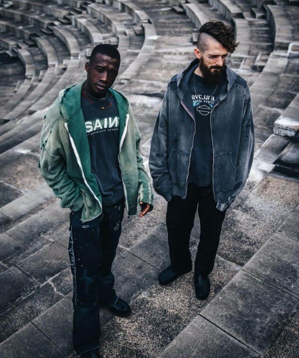 Saint Michael Distressed Waffle Hoodie- Green