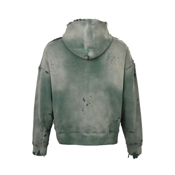 Saint Michael Distressed Waffle Hoodie- Green