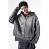 Saint Michael Distressed Waffle Hoodie- Grey