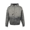 Saint Michael Distressed Waffle Hoodie- Grey
