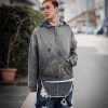 Saint Michael Distressed Waffle Hoodie- Grey