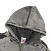Saint Michael Distressed Waffle Hoodie- Grey