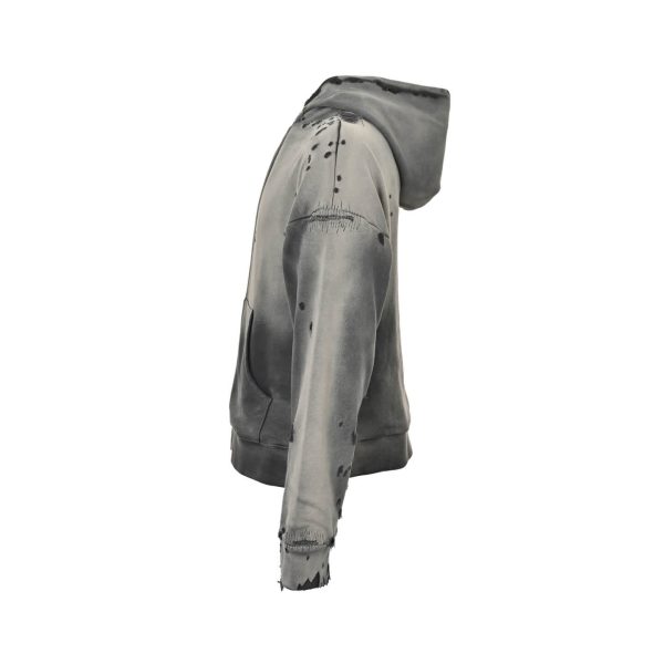 Saint Michael Distressed Waffle Hoodie- Grey