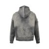 Saint Michael Distressed Waffle Hoodie- Grey