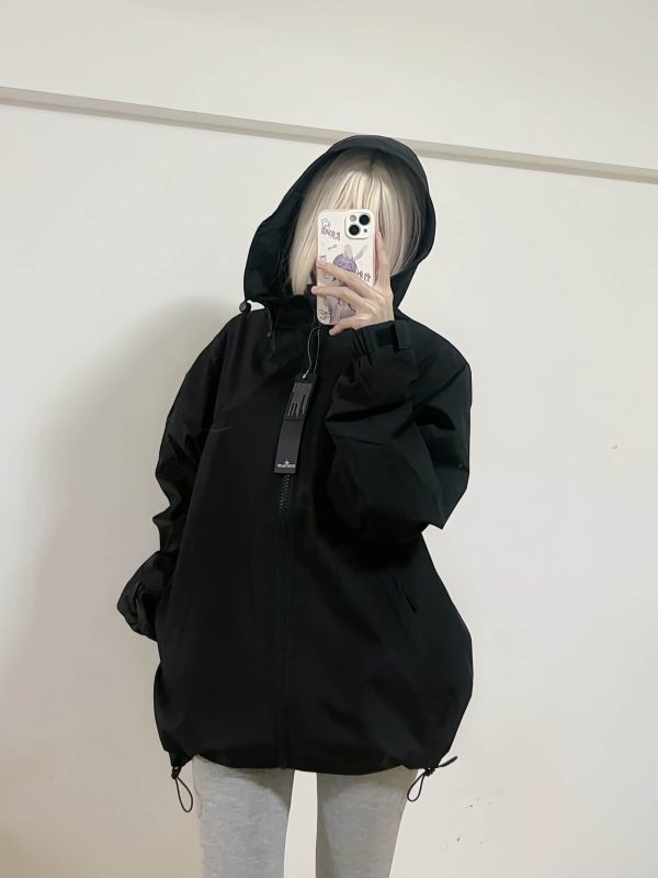 Stone Island Arm Embroidered Compass Windbreaker Jacket- Black