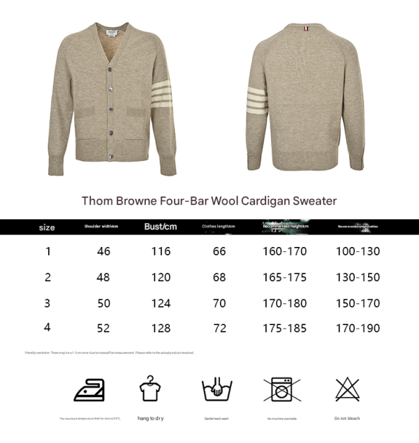 Thom Browne 4-Bar V-Neck Cardigan- Beige
