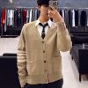 Thom Browne 4-Bar V-Neck Cardigan- Beige