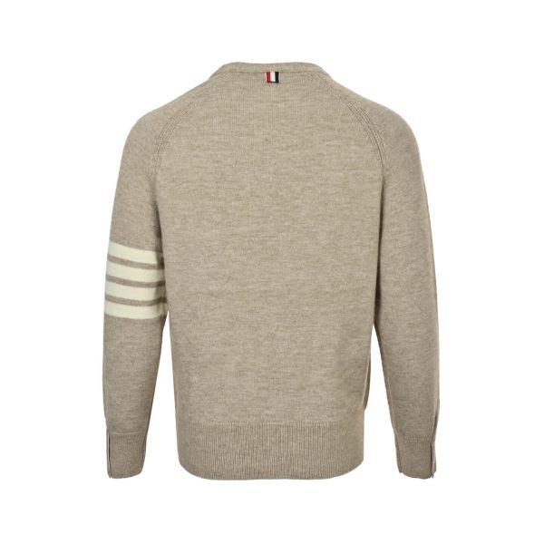 Thom Browne 4-Bar V-Neck Cardigan- Beige