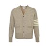 Thom Browne 4-Bar V-Neck Cardigan- Beige