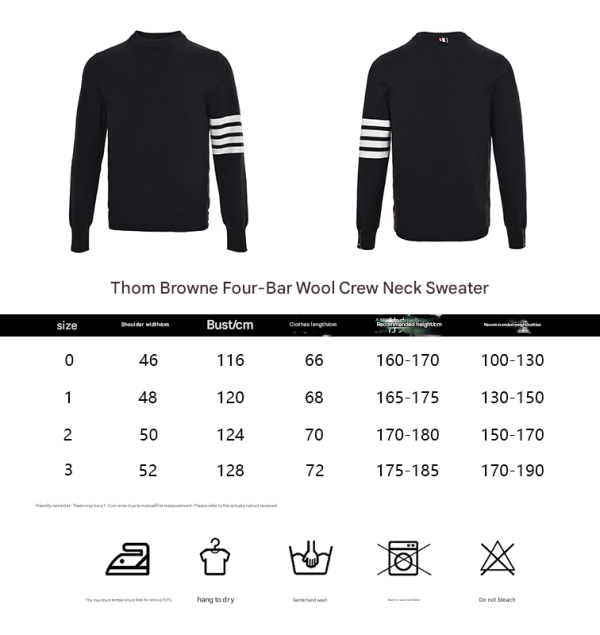 Thom Browne 4-Bar Wool Crew Neck Sweater- Grey