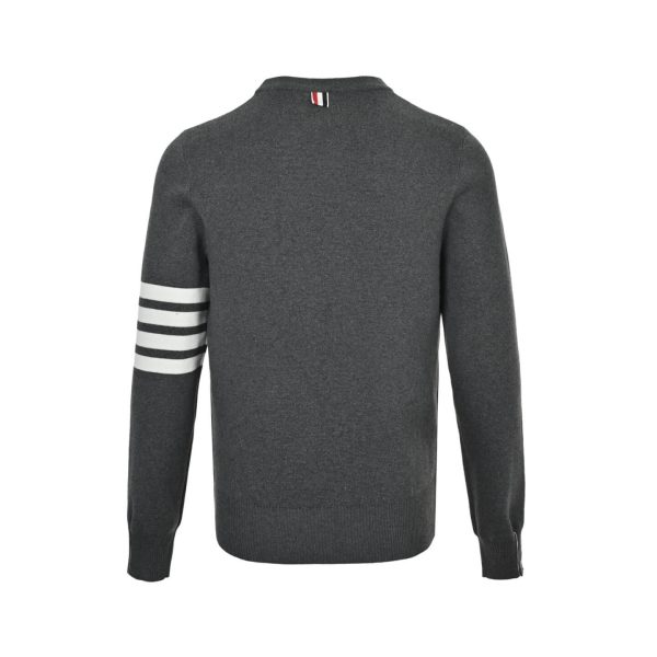 Thom Browne 4-Bar Wool Crew Neck Sweater- Grey