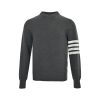 Thom Browne 4-Bar Wool Crew Neck Sweater- Grey