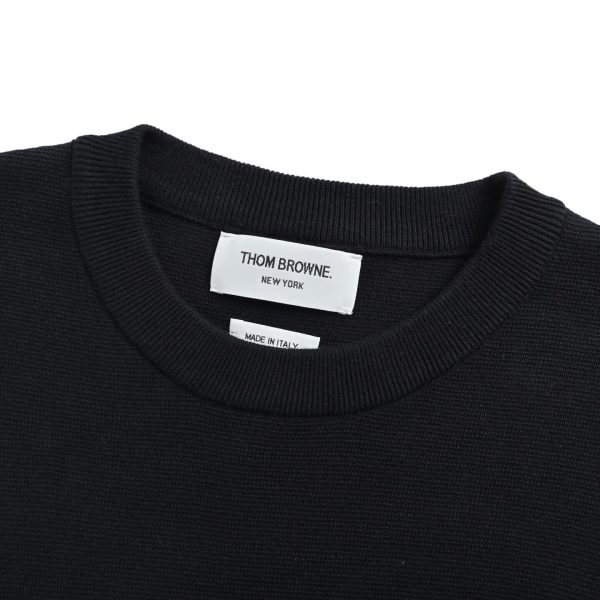 Thom Browne 4-Bar Wool Crew Neck Sweater- Navy Blue