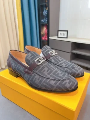 Fendi O'Lock Men's Brown Leather Loafer - Italian Elegance