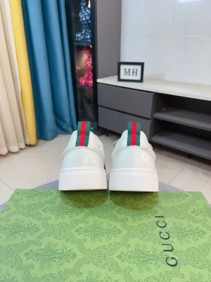 gucci-mens-white-leather-sneaker-italian-cowhide-back-view Gucci Men's White Leather Sneaker - Italian Cowhide