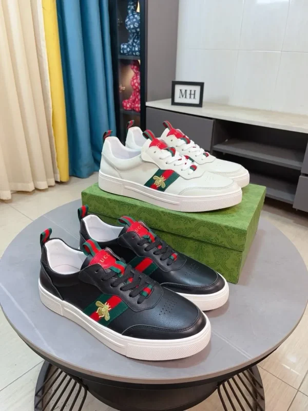 gucci-mens-white-leather-sneaker-italian-cowhide-overhead-view Gucci Men's White Leather Sneaker - Italian Cowhide