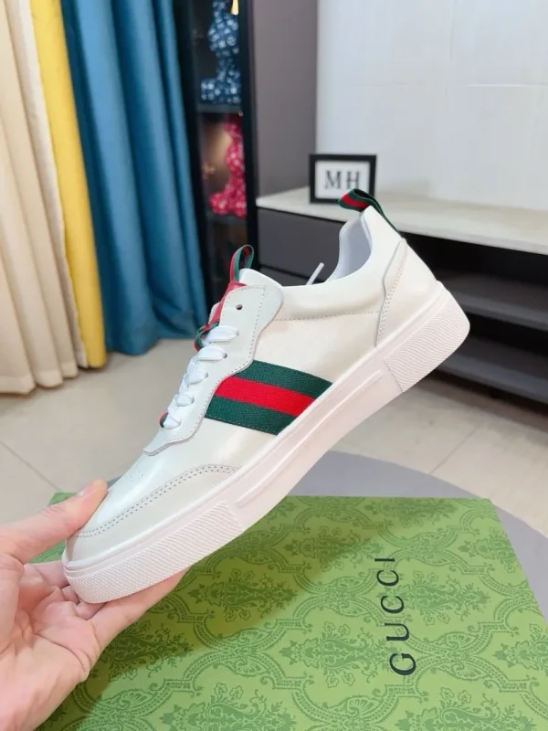 gucci-mens-white-leather-sneaker-italian-cowhide-side-view-2 Gucci Men's White Leather Sneaker - Italian Cowhide