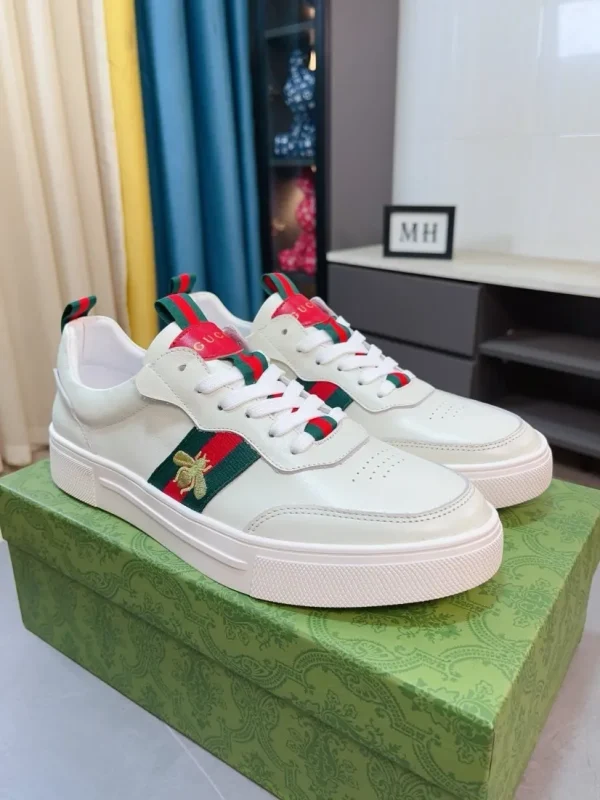 gucci-mens-white-leather-sneaker-italian-cowhide-side-view-3 Gucci Men's White Leather Sneaker - Italian Cowhide