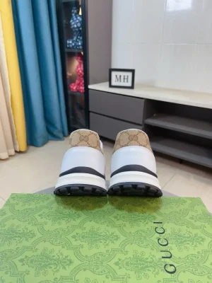 gucci-re-web-mens-beige-leather-sneaker-back-view Gucci Re-Web Men's Beige Leather Sneaker