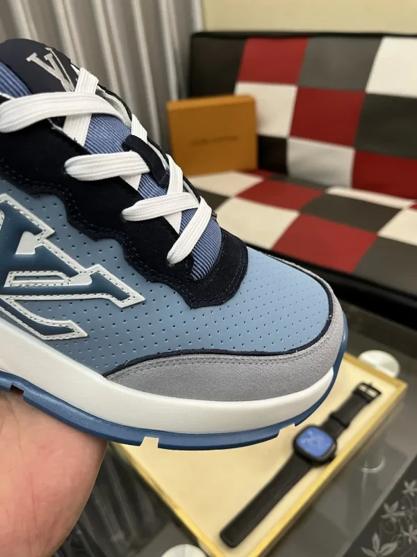 Louis Vuitton Men's Blue Leather Sneaker - Jacquard Design