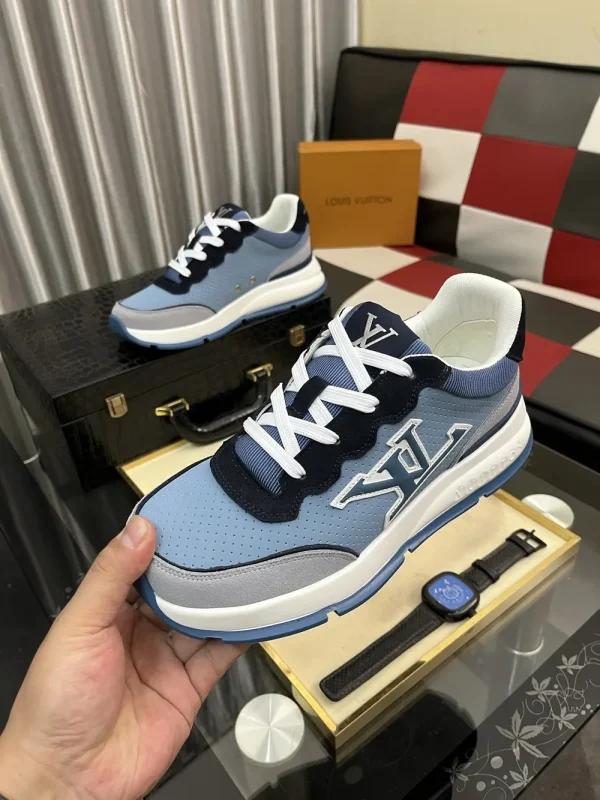 Louis Vuitton Men's Blue Leather Sneaker - Jacquard Design