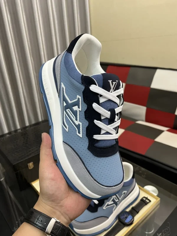Louis Vuitton Men's Blue Leather Sneaker - Jacquard Design