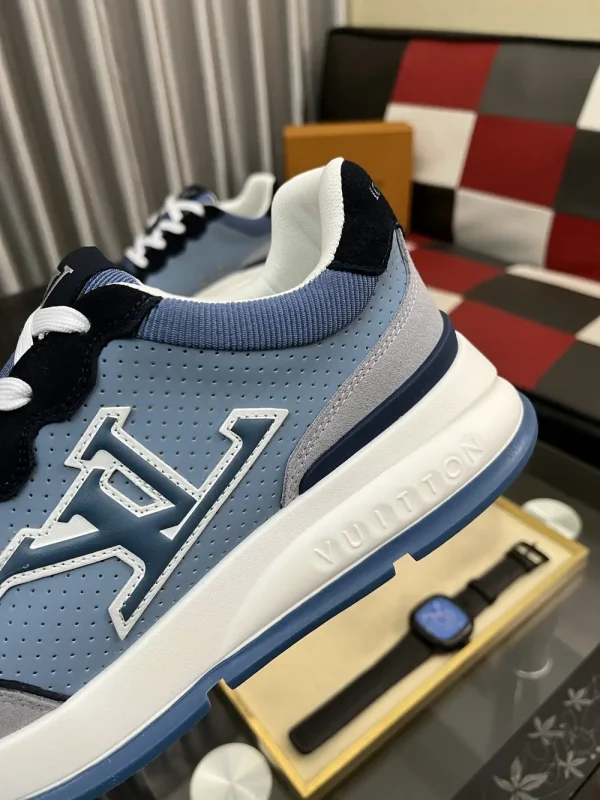Louis Vuitton Men's Blue Leather Sneaker - Jacquard Design