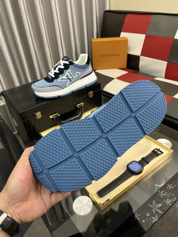 Louis Vuitton Men's Blue Leather Sneaker - Jacquard Design