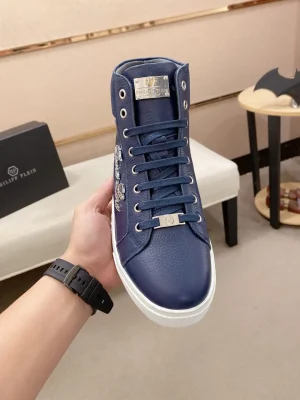 Philipp Plein Men's Blue Leather Sneaker