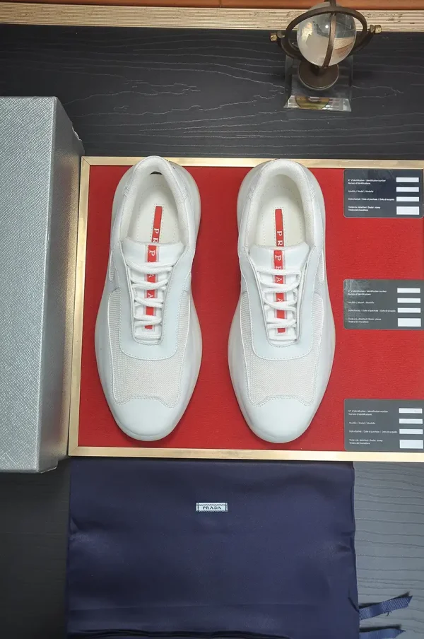 Prada America's Cup Men's White Patent Leather Sneaker