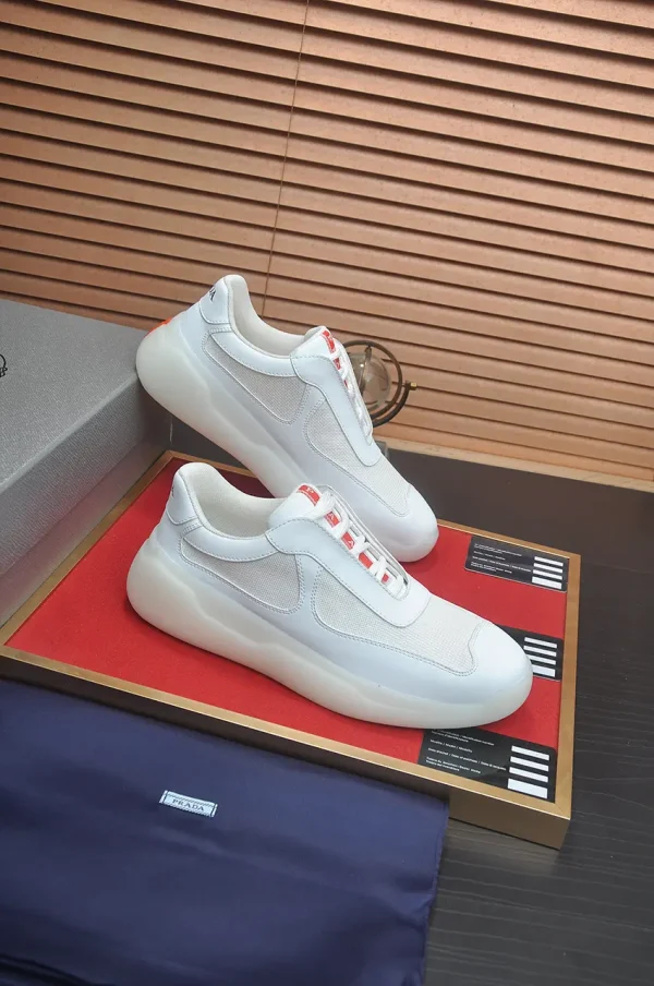 Prada America's Cup Men's White Patent Leather Sneaker
