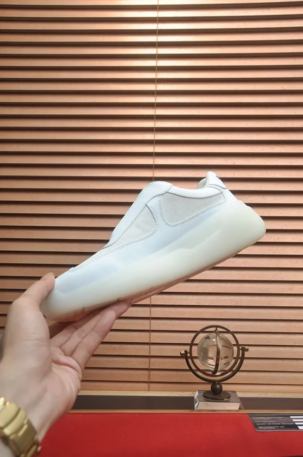 Prada America's Cup Men's White Patent Leather Sneaker