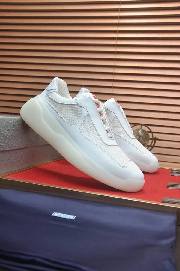 Prada America's Cup Men's White Patent Leather Sneaker