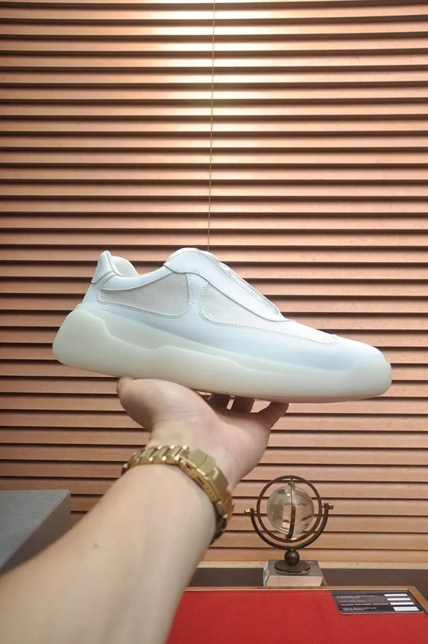 Prada America's Cup Men's White Patent Leather Sneaker