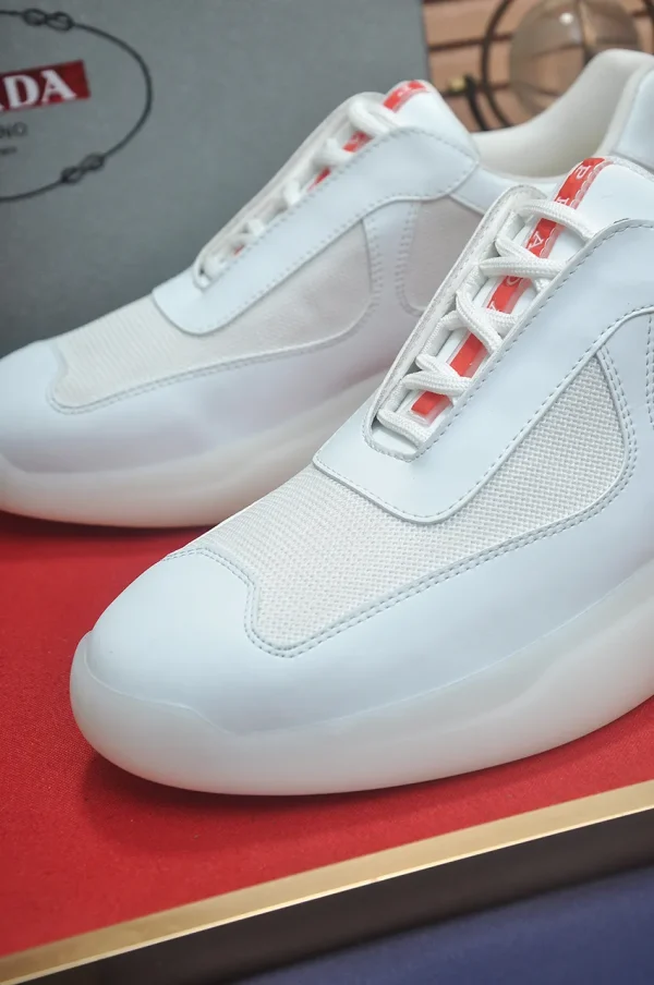 Prada America's Cup Men's White Patent Leather Sneaker