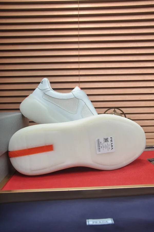 Prada America's Cup Men's White Patent Leather Sneaker