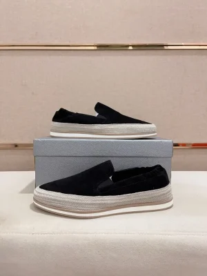 Prada Men's Black Suede Slip-On Sneaker