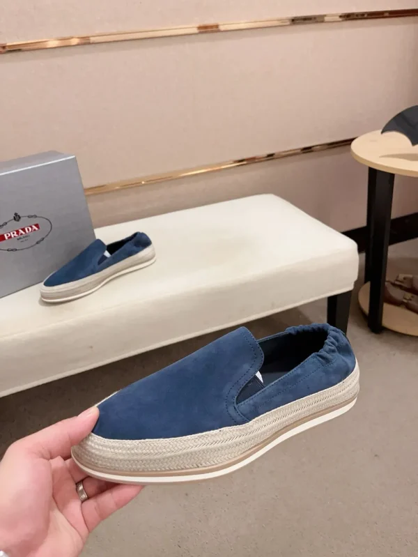 Prada Men's Blue Suede Espadrille with Non-Slip Sole