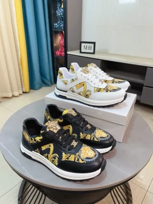 Versace Men's Cowhide Sneaker with Non-Slip Outsole