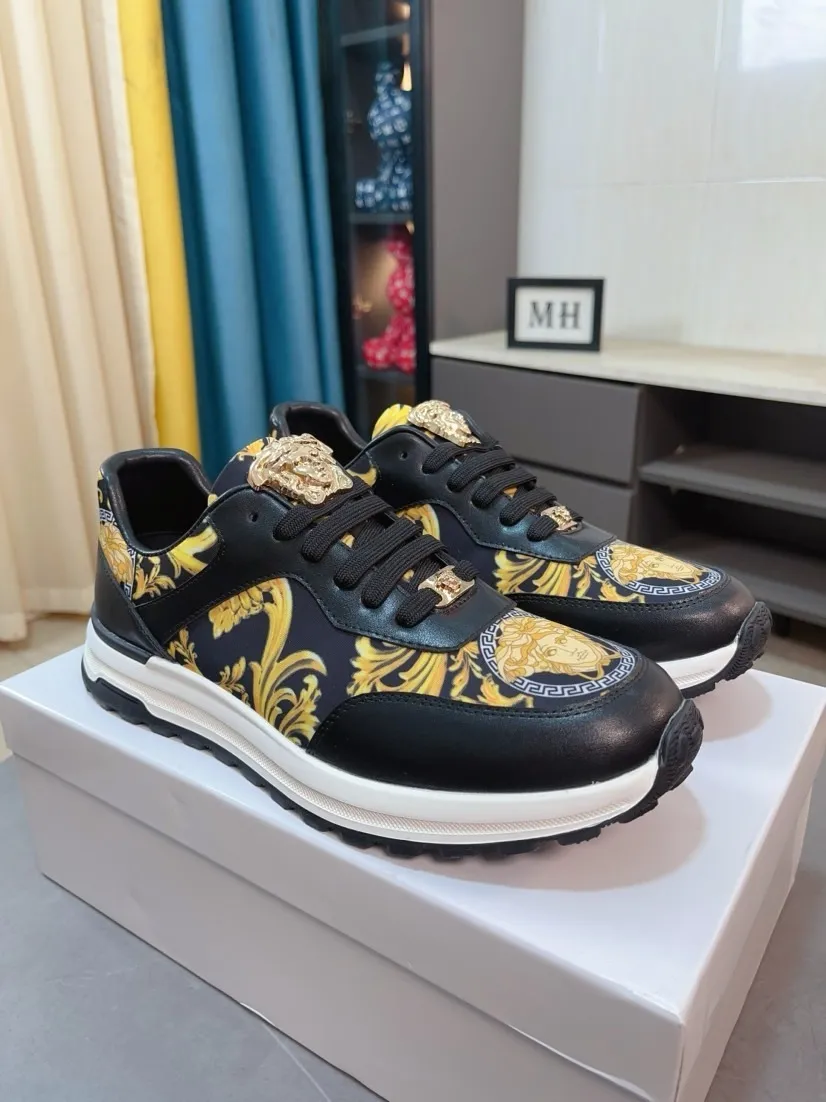 Versace Men's Cowhide Sneaker with Non-Slip Outsole