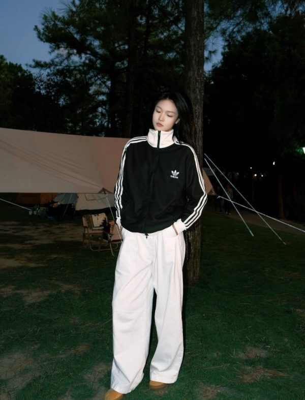 Adidas Adicolor Heritage Now Striped Track Collar Jacket- Black