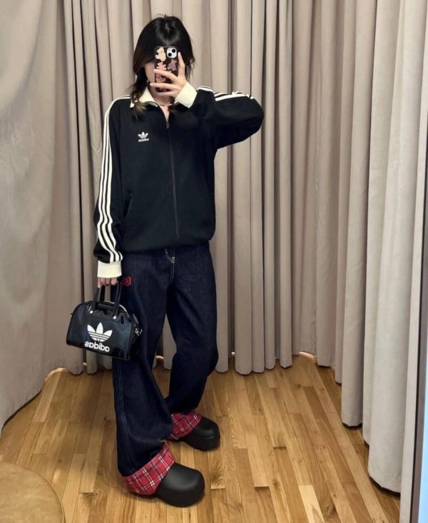 Adidas Adicolor Heritage Now Striped Track Collar Jacket- Black