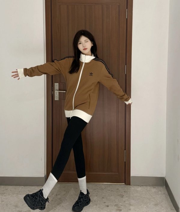 Adidas Adicolor Heritage Now Striped Track Collar Jacket- Brown