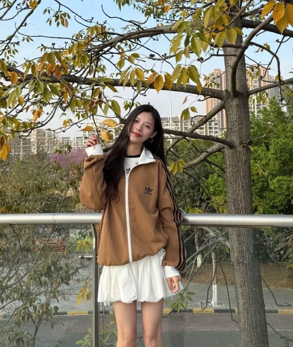 Adidas Adicolor Heritage Now Striped Track Collar Jacket- Brown