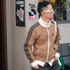 Adidas Adicolor Heritage Now Striped Track Collar Jacket- Brown