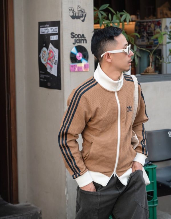 Adidas Adicolor Heritage Now Striped Track Collar Jacket- Brown