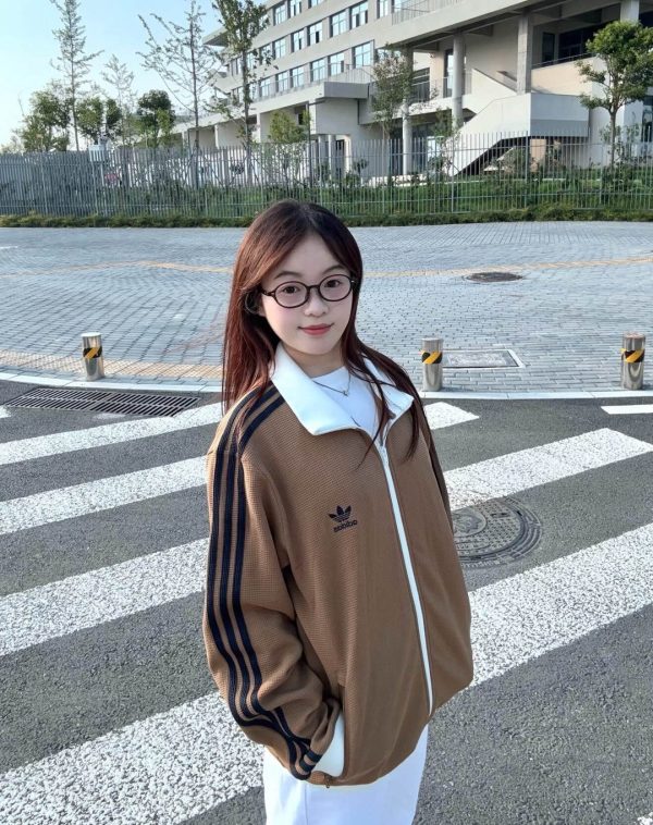 Adidas Adicolor Heritage Now Striped Track Collar Jacket- Brown