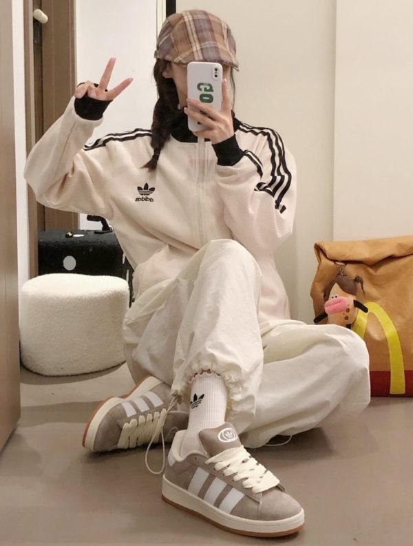 Adidas Adicolor Heritage Now Striped Track Collar Jacket- Off-White